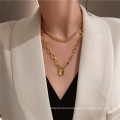 Personalized wild thick chain lock head item for women simple multi-layer retro necklace sweater chain